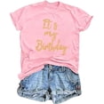 thumbnail image 1 of Tenues d'Anniversaire pour Femmes Chemise Fille à Paillettes Cadeau de Fête Mignon Graphique Manches Courtes Col Rond Hauts, 1 of 6