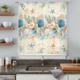 thumbnail image 4 of Beach Coastal Beige Sheer Curtains 45 Inches Long, Nautical Shell Starfish Coral Summer Light Filering Curtains, Breathable Simi Curtain Privacy Drapes for Kitchen Bathroom Small Window Treatment, 4 of 9