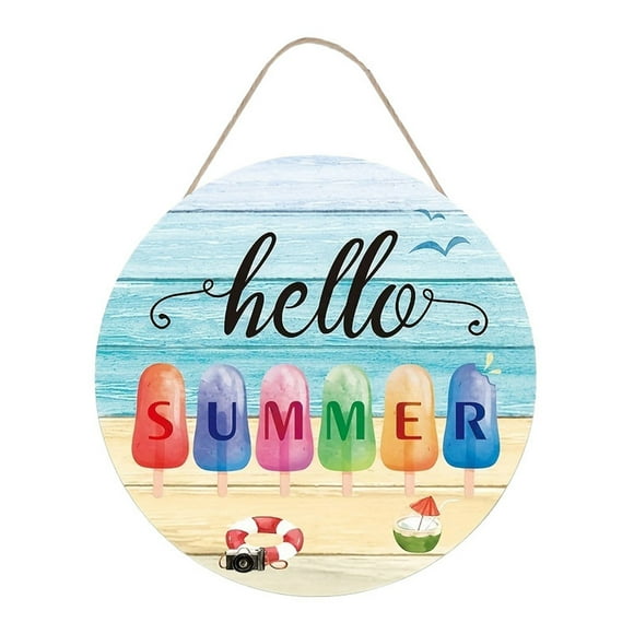 Hearth & Gear Wooden Ice Hanging Signs For Summer Decorations Hanging Summer Beach Welcome Signs Front Door Wooden Door Sign Wreaths Valentines Day Wall Sign Decorations for Front Door Hanging Sign