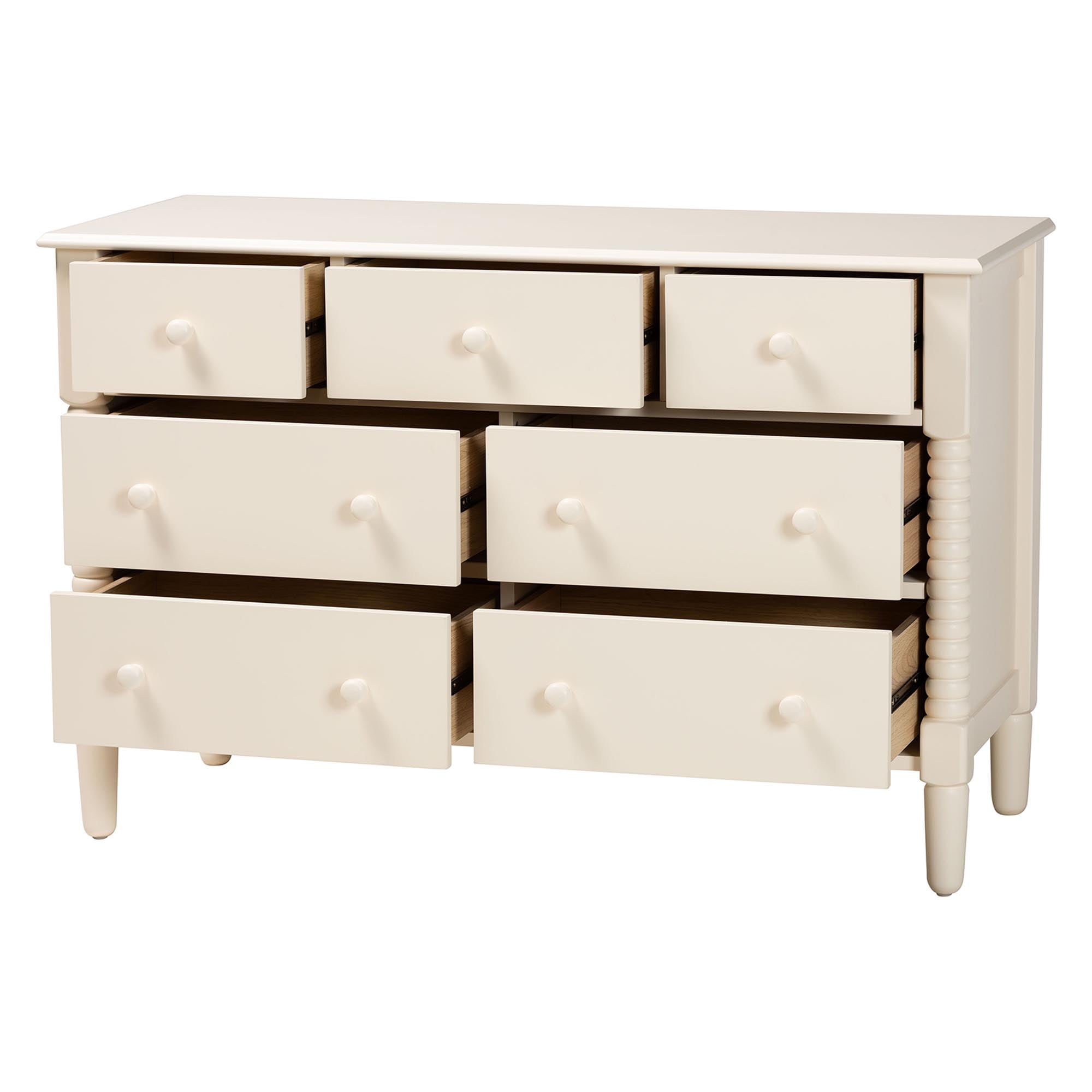 Baxton Studio Braith Farmhouse Dresser, 7-Drawer, Ivory