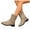 Khaki, variant on Denim Wide Calf Ankle Boots for Women V Cut Buckle Strap Low Heel Round Toe Mid Calf Fall Boots