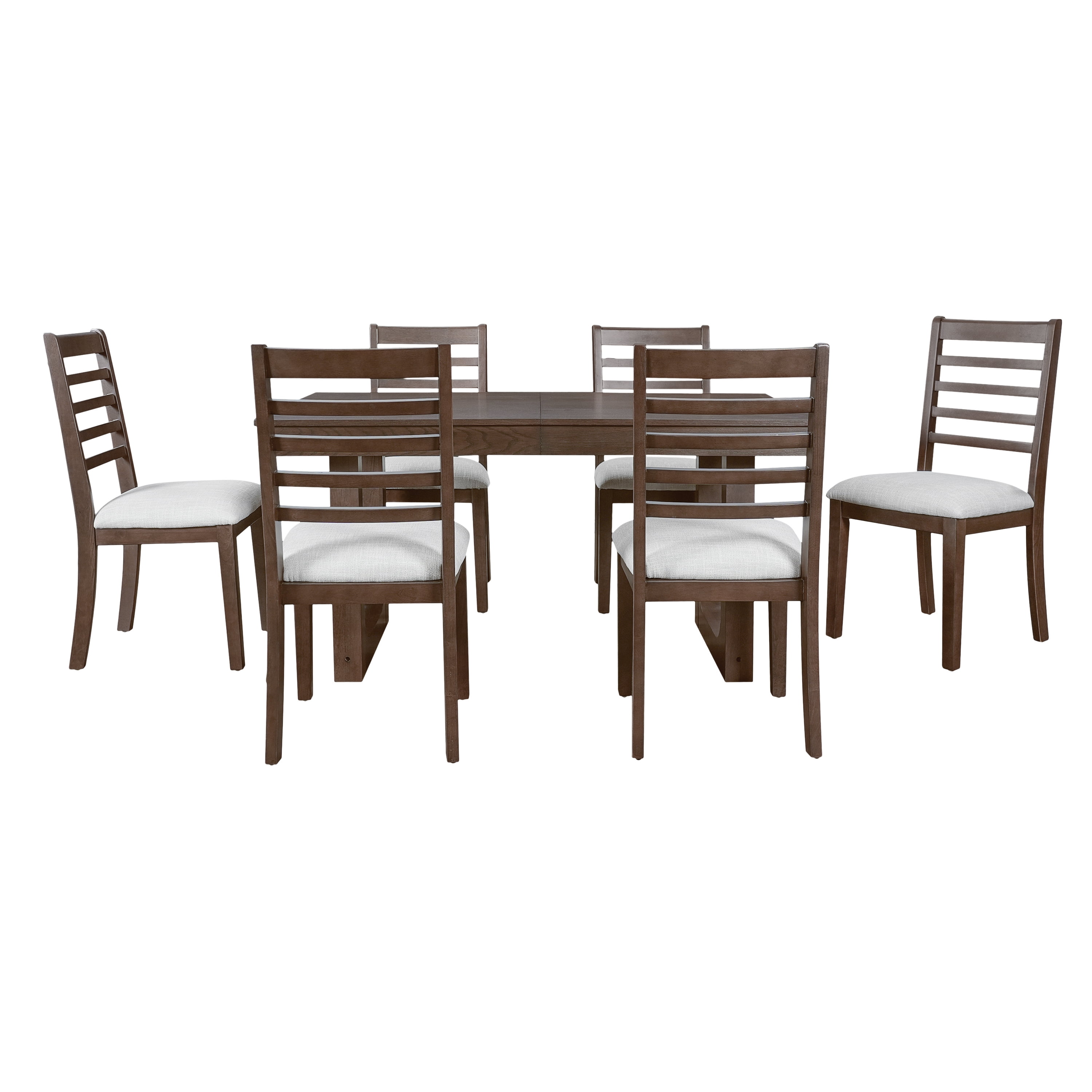 Euroco 7-Piece Wooden Dining Table Set,78" Extendable Dining Table & Chairs Set with 18" Leaf for 6-8,Farmhouse Kitchen Table Set for Dining Room,Brown