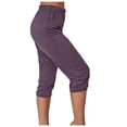 thumbnail image 2 of LEKDFST Dress Capri Pants For Women Solid Color Low Waist Stretchy Capris Athletic Womens Lightweight Pants Purple M, 2 of 8