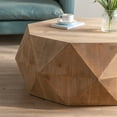 thumbnail image 5 of Round Coffee Table, Cocktail Table Leisure Tea Table with Three-dimensional Embossed Pattern, 38" American Retro Wooden End Table with MDF Base for Living Room Bedroom, Easy to Assemble, Natural, 5 of 7