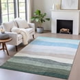 thumbnail image 6 of HomeRoots 629402 5 x 8 ft. Green Blue & Gray Striped Washable Transitional Indoor & Outdoor Rectangle Area Rug, 6 of 9
