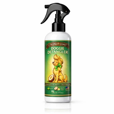 Coconut Coast Doggie Detangler De-Matting and Smoothing Non-Greasy Leave-In Conditioner for Dogs, Light Coconut Scent, 6 oz Bottle