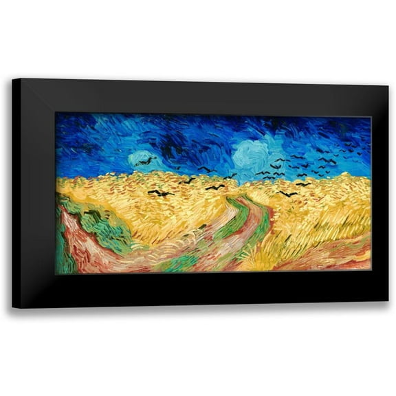 Van Gogh, Vincent 14x9 Black Modern Framed Museum Art Print Titled - Wheat Field with Crows