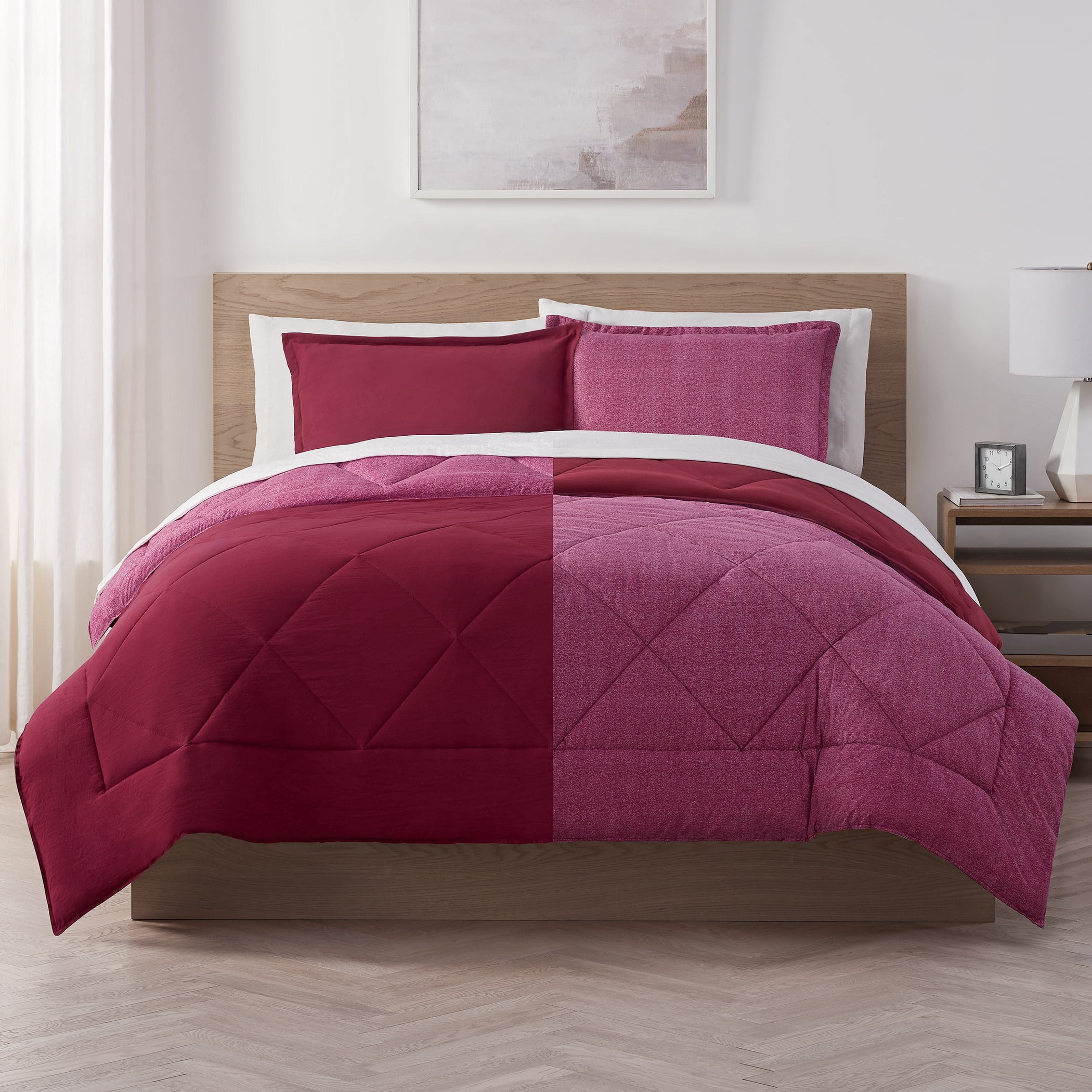 Serta Supersoft Washed Solid Reverse to Print 7-Piece Bed in a Bag, Queen
