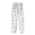 thumbnail image 5 of WTOBBY Women's Long Pants with Cuffed Hem and Retro Print, Suitable as Casual Pants or Pajama Pants for Comfortable Wear and Relaxation,Beige L, 5 of 6