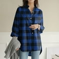 thumbnail image 6 of Clearance On Sale! Juebong Women's New Shirt Striped Printed Slit Long Sleeve Button Casual Top,Blue,L, 6 of 8