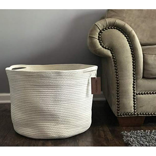 Cotton Rope Storage Baskets 23 6 X17 7 X13 8 Extra Large Boho Blanket Basket Living Room Woven Toy Storage Bin For Blankets Tall Laundry Hamper Baby Nursery Hampers Walmart Com Walmart Com