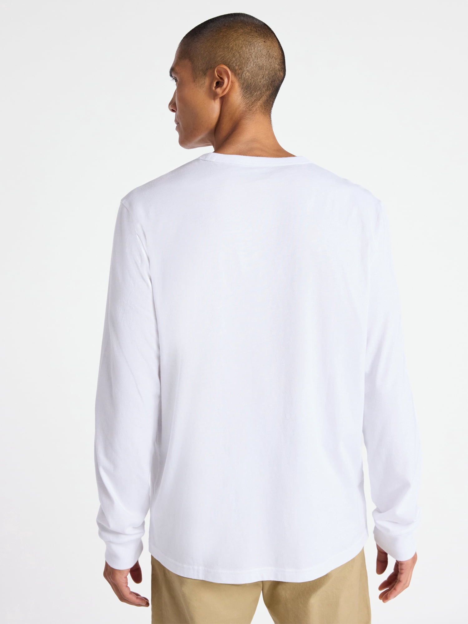 Free Assembly Men's Everyday Cotton Tee with Long Sleeves, Sizes XS-3XL