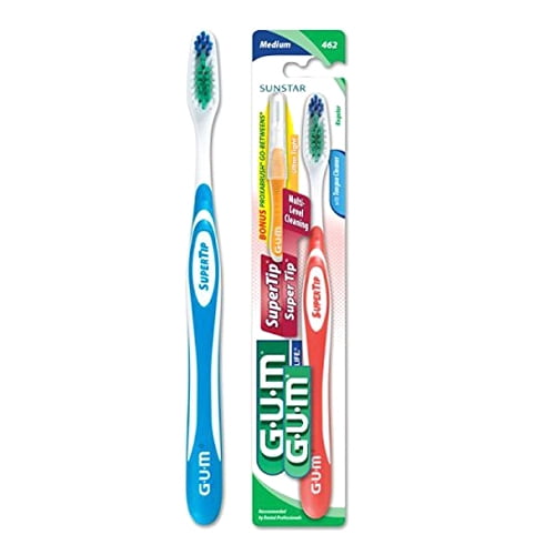 Sunstar Gum Super Tip Toothbrush Medium and full with Bonus Go Betweens