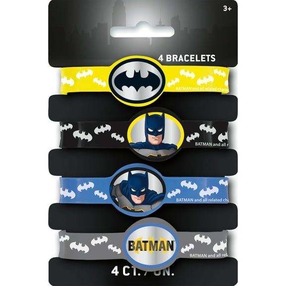 Unique Industries Batman Stretch Bracelets, Multicolor, Silicone, 2.50 x 2.50 x 1.00 in, 4 Count