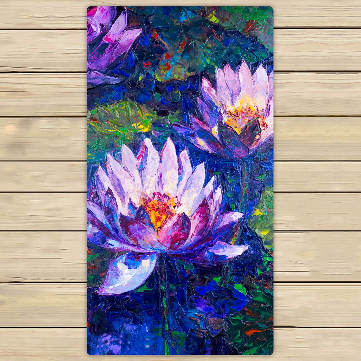 YKCG Romantic Floral Purple Lotus Flower Lily Hand Towel Beach Towels Bath Shower Towel Bath
