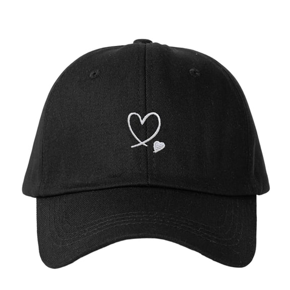 MOJOGO Unisex Baseball Cap Heart Embroidered Cotton Hat Vintage Adjustable Trucker Hats Matching Valentines Hat Black