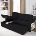 thumbnail image 3 of BUIORD 86" Convertible Sleeper Sectional Sofa with Storage Chaise, L-Shaped Couch with Pull Out Bed, Open Storage Shelf and USB, Sectional Couch for Living Room, Black, 3 of 9