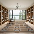 thumbnail image 2 of ODIKA 9'x12' Beige Slate Blue Geometric Modern Washable Area Rug Contemporary Mid Century Hexagon Rectangle Circle Motif Grid Layout Low Pile, Flatwoven, for Great Room, Indoor Concept, Large Living, 2 of 7