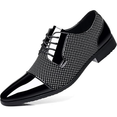 Men s Dress Shoes Patent Leather Oxfords Classic Lace-up Formal Tuxedo Shoes Business Wedding Derby Shoes Cap Toe Fashion