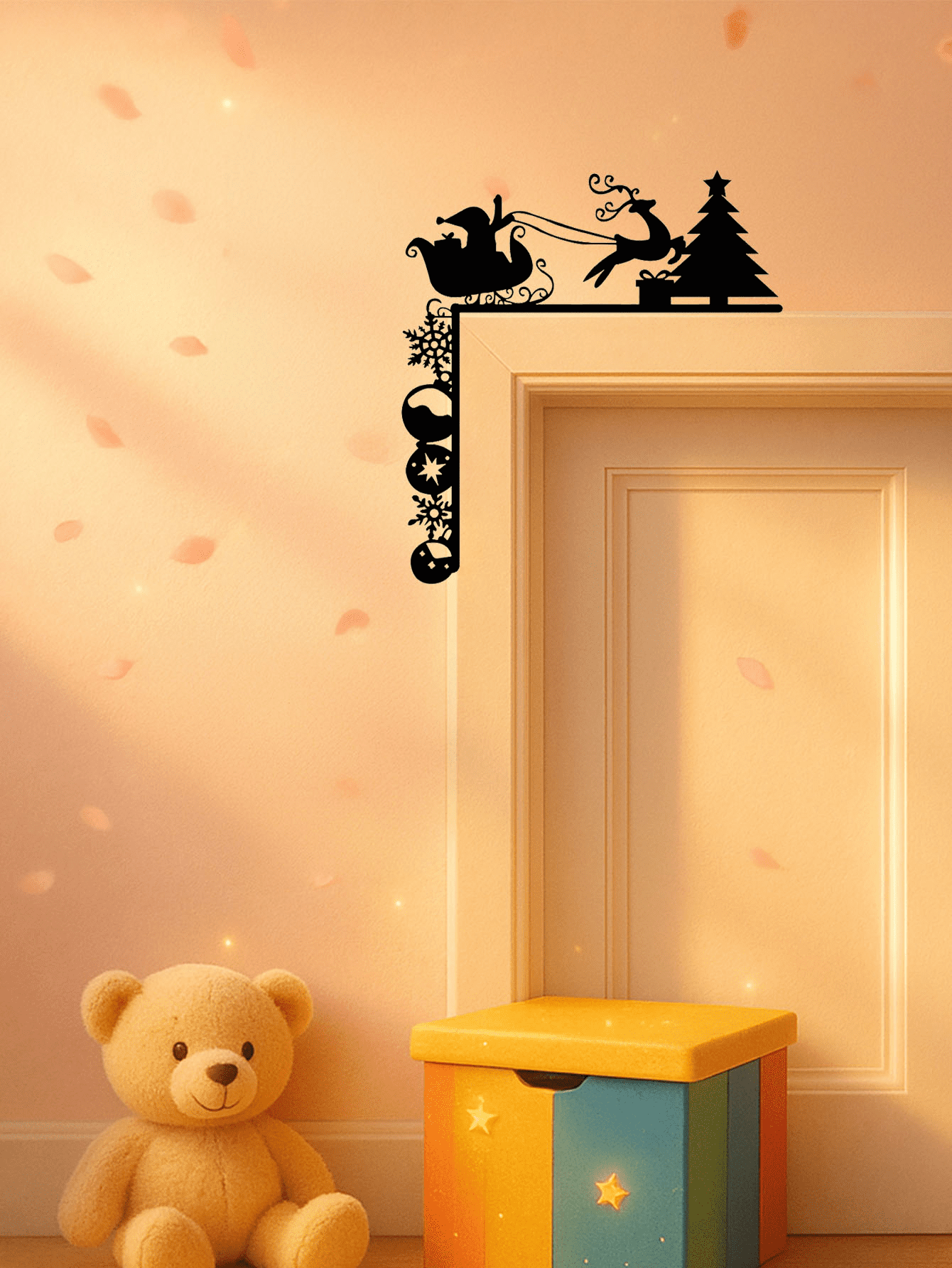 Removable Christmas Sleigh Wall Decals Holiday Home Decor Stickers