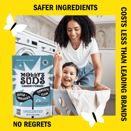 Molly's Suds Laundry Detergent Powder for Sensitive Skin, 70 Loads (Unscented)
