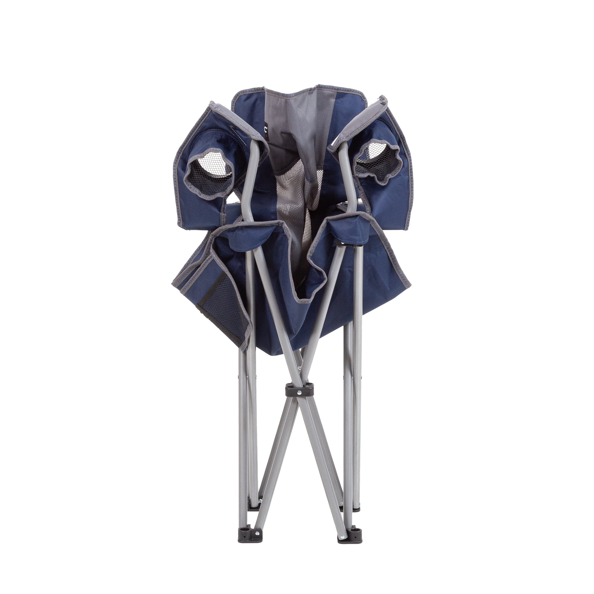 Macsports Oversized Folding Camp Chair with Cup Holders, Blue with Grey Accents and Frame