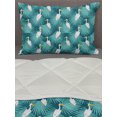 thumbnail image 3 of Exotic Comforter & Sham Bedding Set, Pelicans on Hawaiian Areca Palm Leaves Royal Fern Paradise Birds Art Deco, 3 pcs Duvet Set Microfiber Filling Quilt, 5 Sizes, Teal Turquoise White, by Ambesonne, 3 of 4