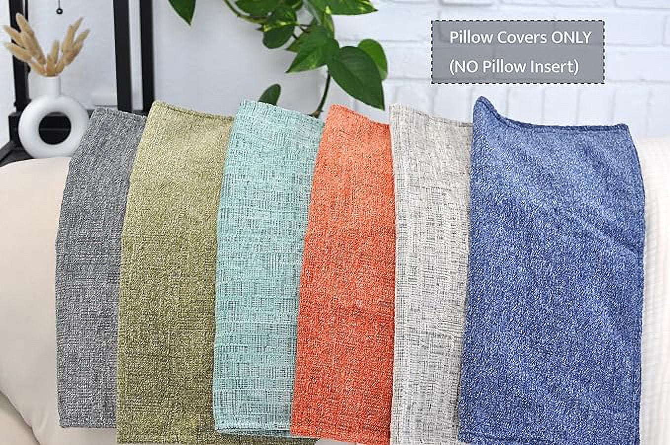 Textured Chenille Lumbar Pillow Covers Pack of 2 Navy Blue 12x20 inches , Solid Cushion Cases For Sofa Accent Chair Couch, Rectangular Small Pillowcases