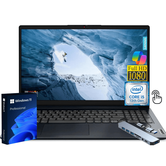 Lenovo Ideapad 1i 15.6" Touchscreen FHD Laptop, 13th Gen Intel Core i5, 8GB RAM, 256GB SSD, Windows 11 Pro, Slim & Lightweight, Blue