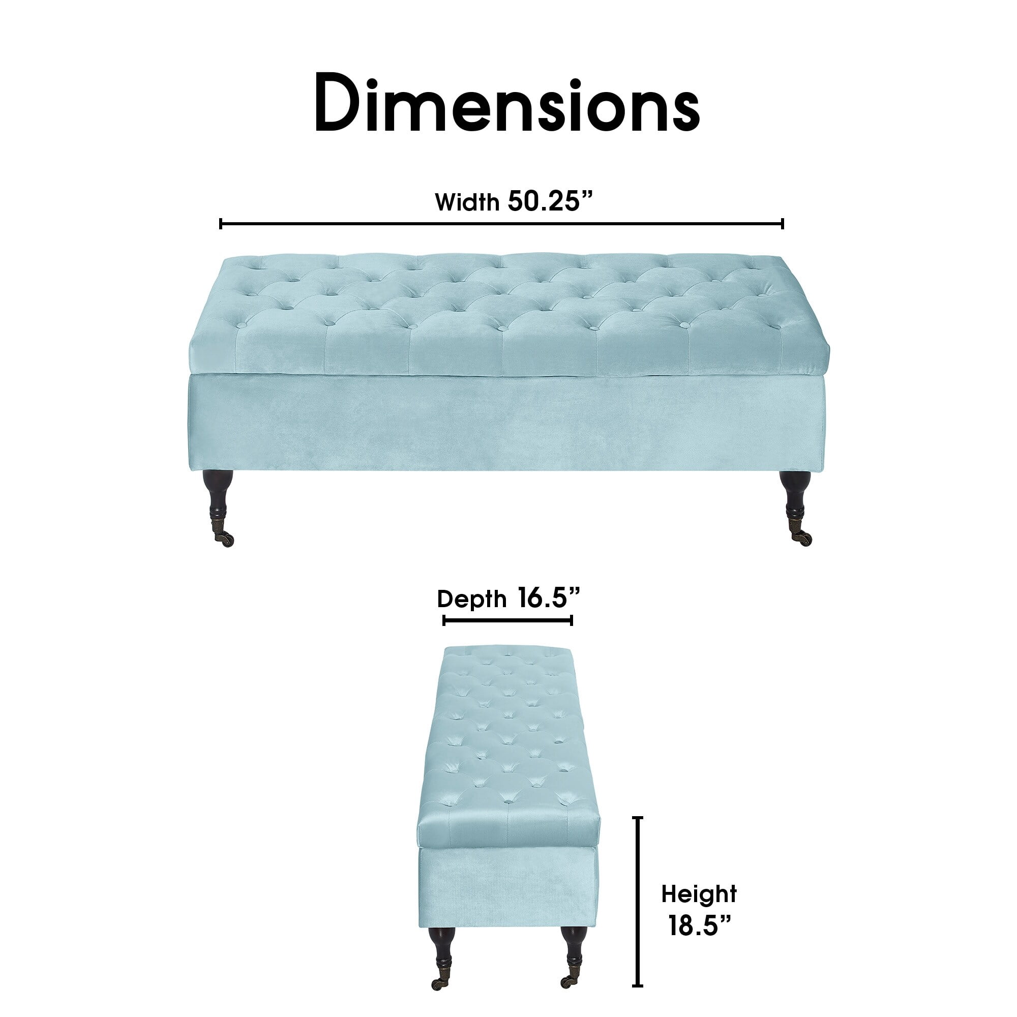 Elle Decor Collette Tufted Storage Bench, Vintage Blue Velvet