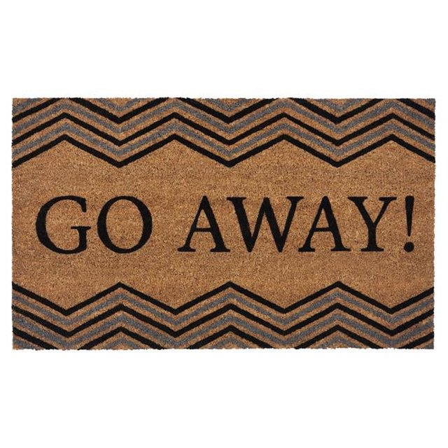 Achim PCM1830GA6 Tapis de Porte en Fibre de Coco Imprimé 18 x 30 Po, Go Away