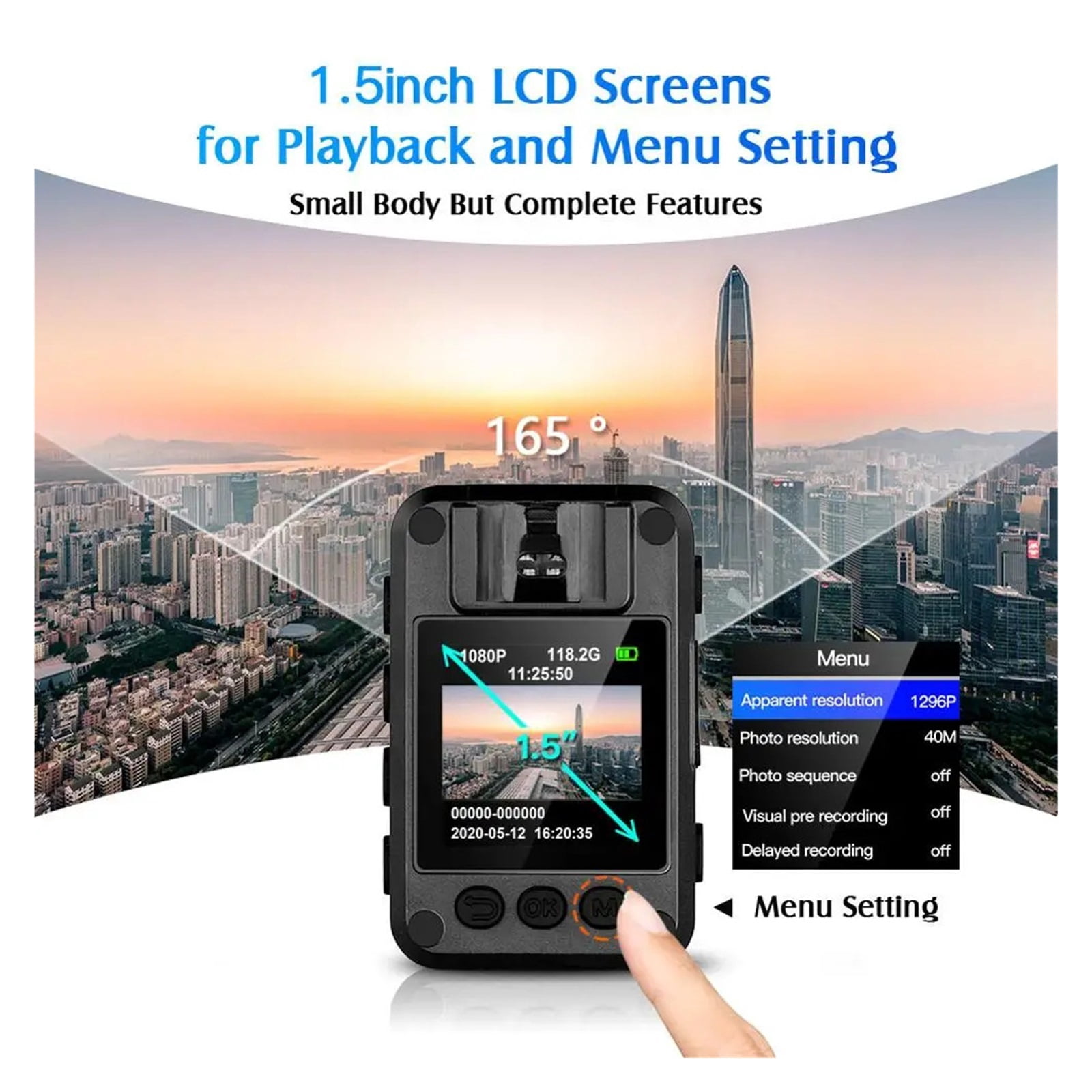 N9 1296P Body Cam 256GB Recording Wearable Camera Video Recorder for Police Camera Security Night Vision Mini Camera