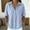 Light Blue, variant on Blouses for Women Fashionable Casual Linen Color Turtleneck Long-Sleeved Button and Snap V-Neck Top Short-Sleeved V-Neck Top/Shirt