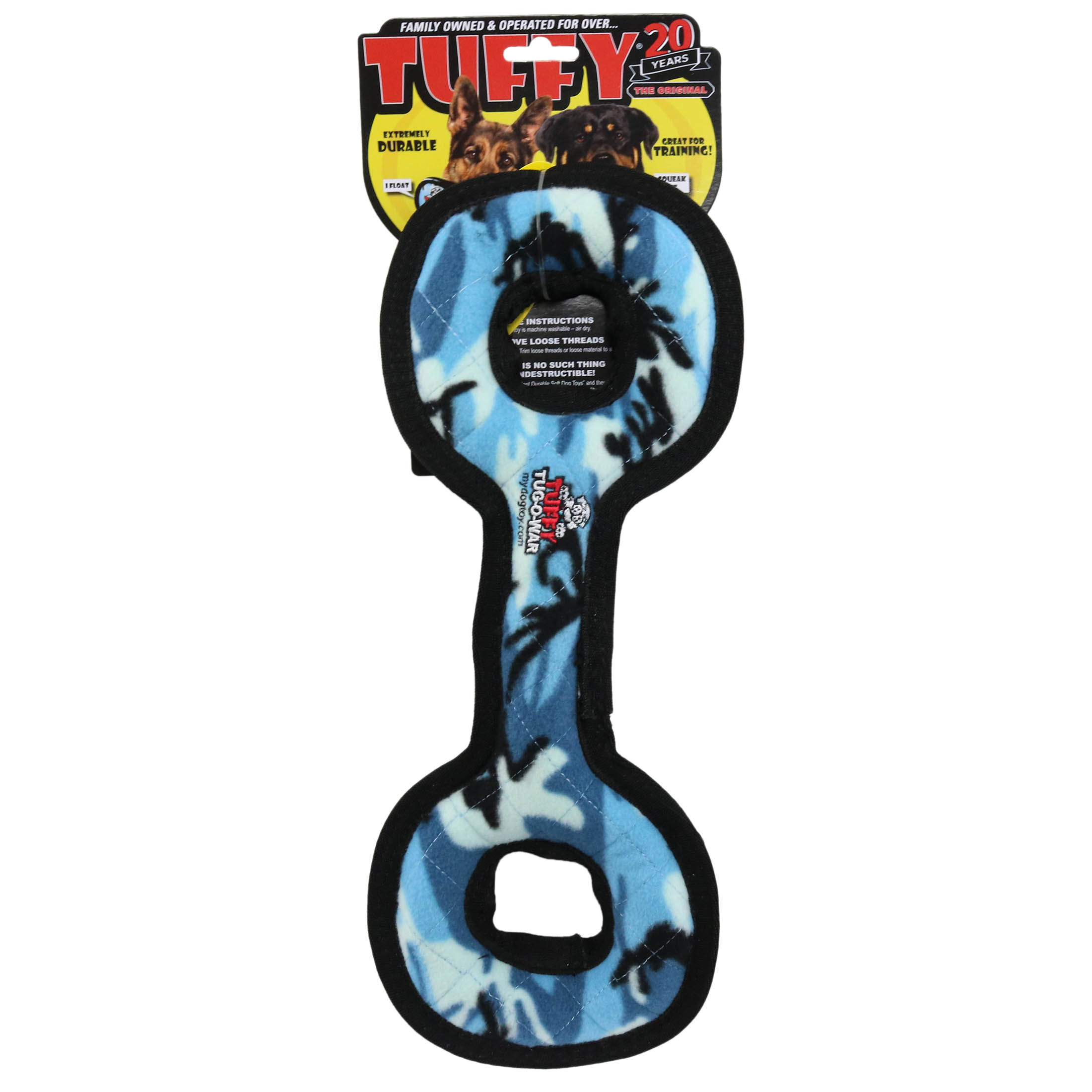 Tuffy Medium Tug-O-War Blue Camo Durable Plush Squeaky Dog Toy