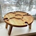 thumbnail image 2 of Mesa De Picnic Plegable Mesa De Vino De Madera 2 En 1 Estante Para Copas De Vino Plato Compartimentado Para Uso En Interiores Y Exteriores seitruly HA035491-00, 2 of 6