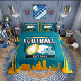 thumbnail image 2 of Erosebridal Ensemble de Literie de Rugby pour Garçons, Couette à Rayures Sport, Décoration de Jeu de Soccer, Réversible, Léger, 2 Pcs, 2 of 7