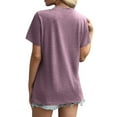 thumbnail image 4 of DPTALR George Women's Pleated Crew Neck Short Sleeve Loose Fit Lightweight Casual Summer Fashion T-Shirts,Purple,Size L, 4 of 8