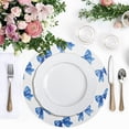 thumbnail image 2 of 15 Inch Round Grid Plate Mats Heat Non-Slip Resistant PVC Placemats for Kitchen Dining Table Decor Blue Bows Pattern 6PCS, 2 of 5