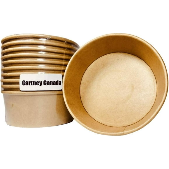 Cartney Canada Disposable Biodegradable Natural Kraft Restaurant Cafe Catering Picnic Paper Bowls 24oz (50 Pack)