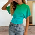 thumbnail image 2 of Girls Tshirts Summer Tops Short Sleeves Solid Color Tees Casual Crew Neck Basic Tees for Kids Green 3-4years, 2 of 6