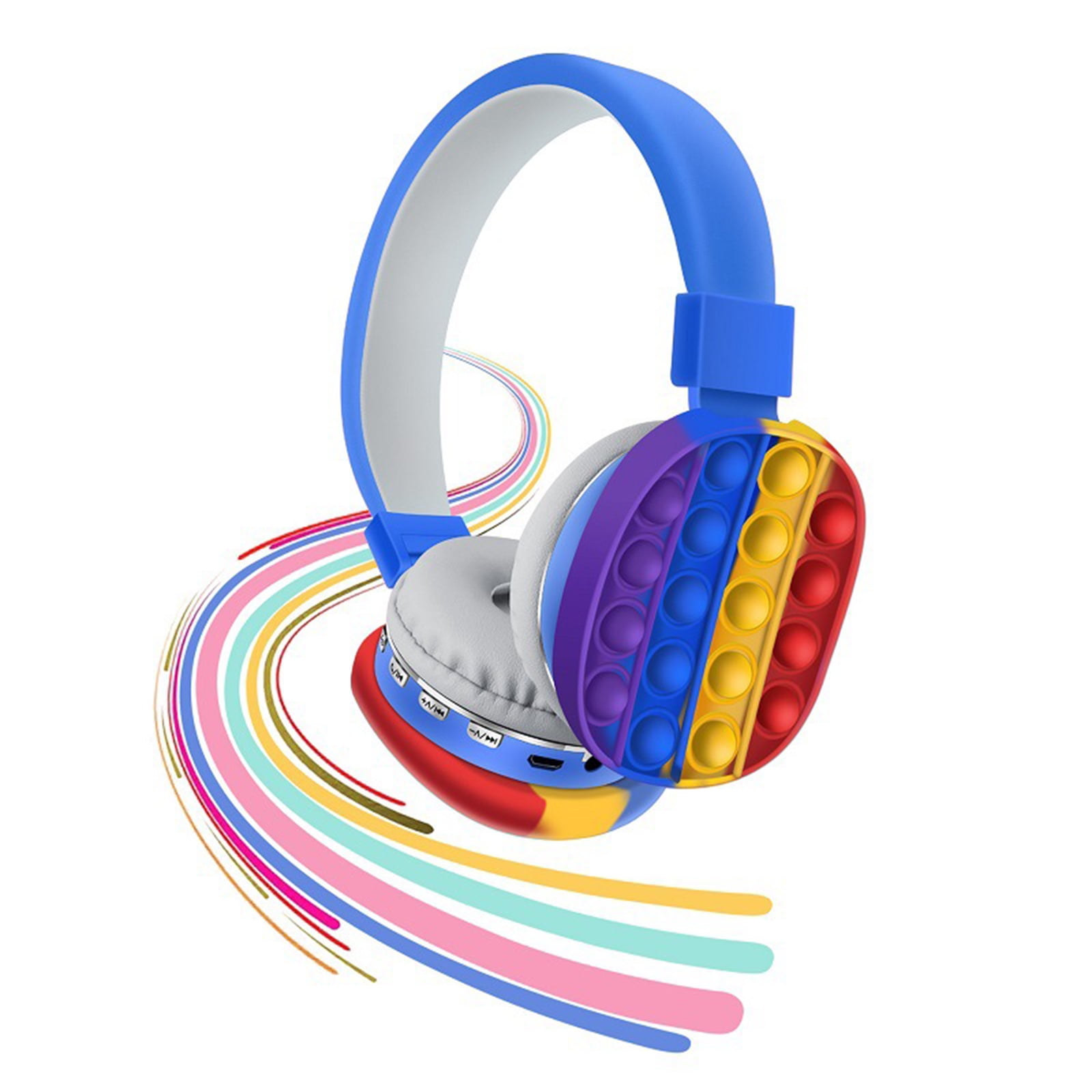 Wireless Bluetooth OnEar Pop Fidget Headphone Rainbow Color Fidget