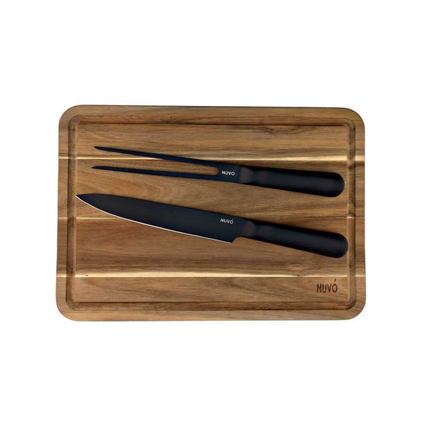 Juego De Trinchador, Cuchillo Con Tabla, Set Cuchillos para Carne Funcional, 3 Piezas, Accesorios para Cocina de Acero Inoxidable