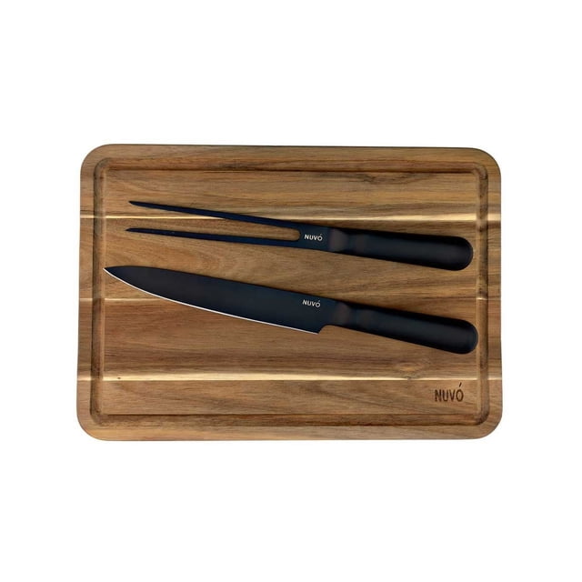 Juego De Trinchador, Cuchillo Con Tabla, Set Cuchillos para Carne Funcional, 3 Piezas, Accesorios para Cocina de Acero Inoxidable