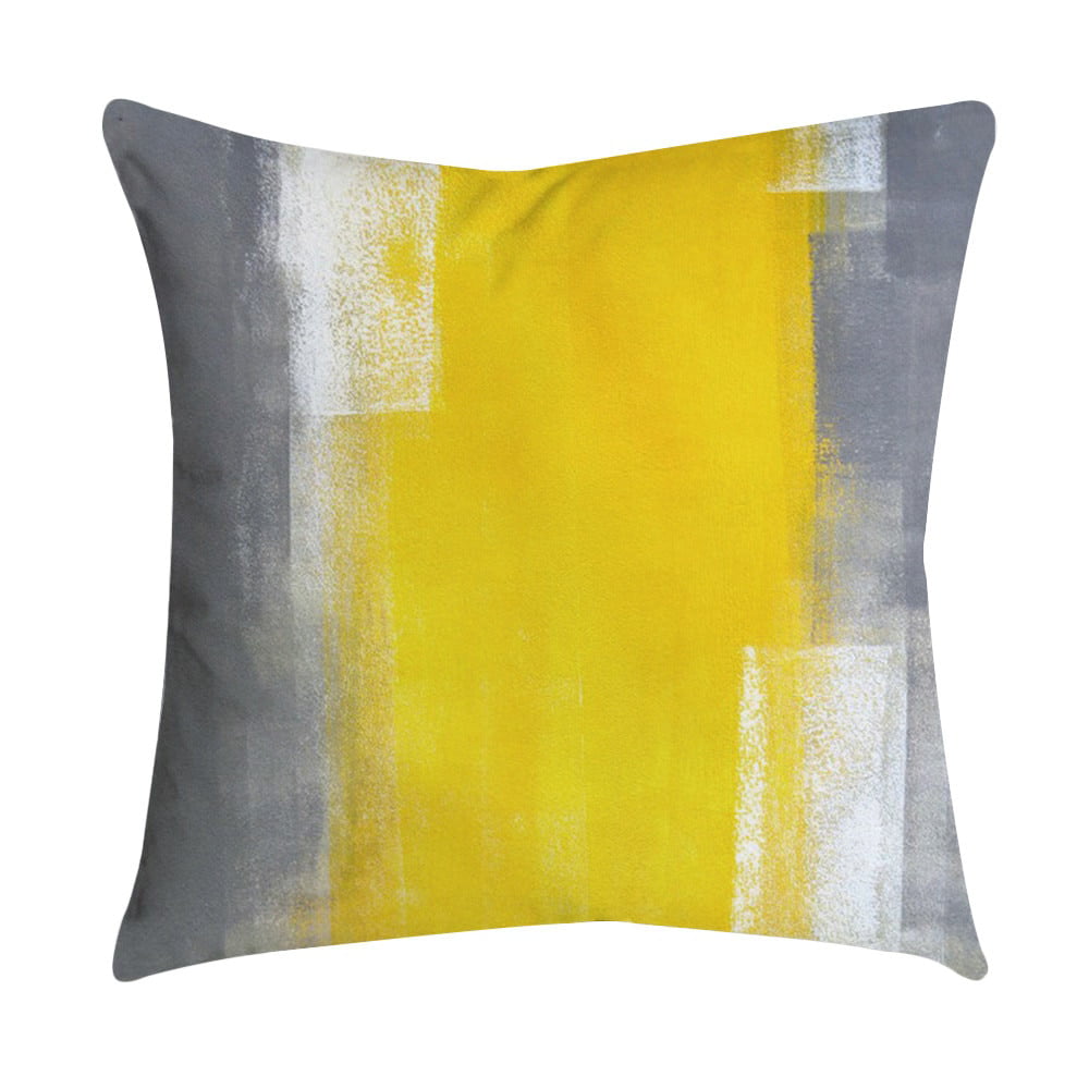 Yellow Pillow Geometric Cushion Cover Polyester Decoration Decorative Coussin