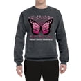 thumbnail image 2 of Wild Bobby Faith Hope Love Butterfly Ribbons Breast Cancer Awareness Unisex Crewneck Sweatshirt, Charcoal, Large, 2 of 6