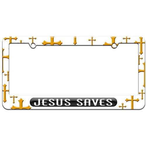 Jesus Saves, Religious License Plate Tag Frame, Multiple Colors
