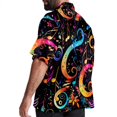 thumbnail image 3 of Note Men's Short Sleeve Beach Shirts, Casual Printed Button Down, Summer Unisex Spread Collar Tops, 3 of 6
