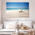 thumbnail image 2 of Elephant Stock Oyster Pearl On Sandy Beach Wall Art - Horizontal Canvas Wall Art - Hallway Wall Decor - Beach Canvas - Beige And Blue Decor - 51" x 34", 2 of 8