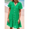 thumbnail image 4 of Vestido de verano KIRUNDO 2025 con botones y cuello en V, encaje verde S, 4 of 7