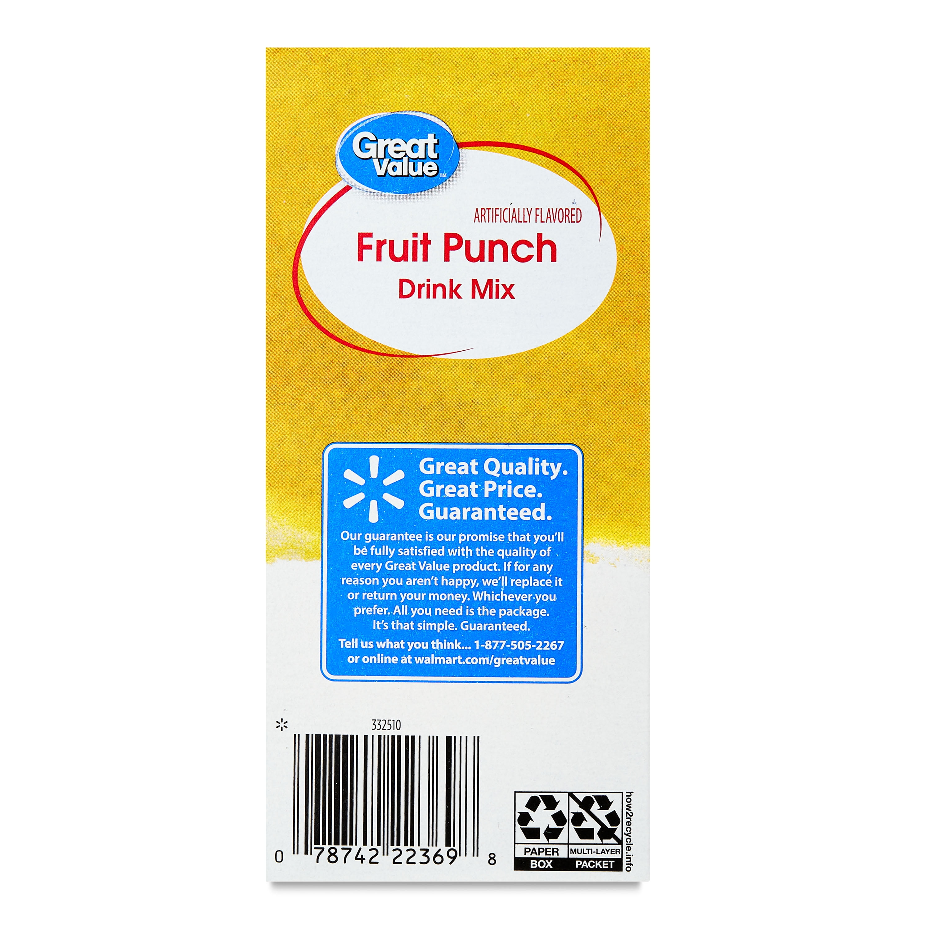 (12 pack) Great Value Fruit Punch Liquid Drink Mix Powder, Sugar-Free, 1.9 oz, 6 Count